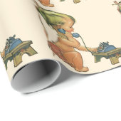  blond meisje met een kinderongeluk dat telefonisc cadeaupapier (Rol Hoek)