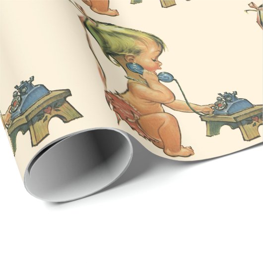  blond meisje met een kinderongeluk dat telefonisc cadeaupapier (Rol Hoek)