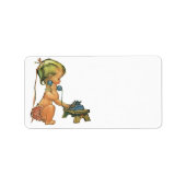  blond meisje met een kinderongeluk dat telefonisc etiket (Voorkant)