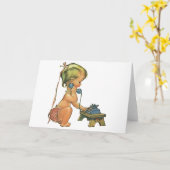  blond meisje met een kinderongeluk dat telefonisc kaart (Gele Bloem)