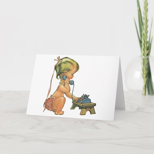  blond meisje met een kinderongeluk dat telefonisc kaart (Voorkant)