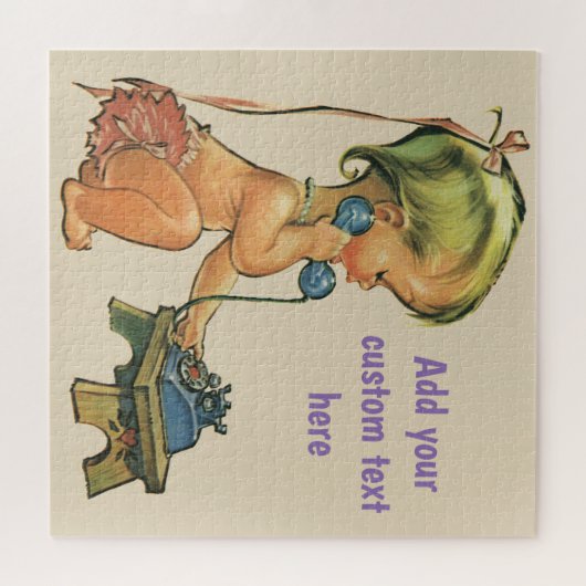  blond meisje met een kinderongeluk dat telefonisc legpuzzel (Horizontaal)