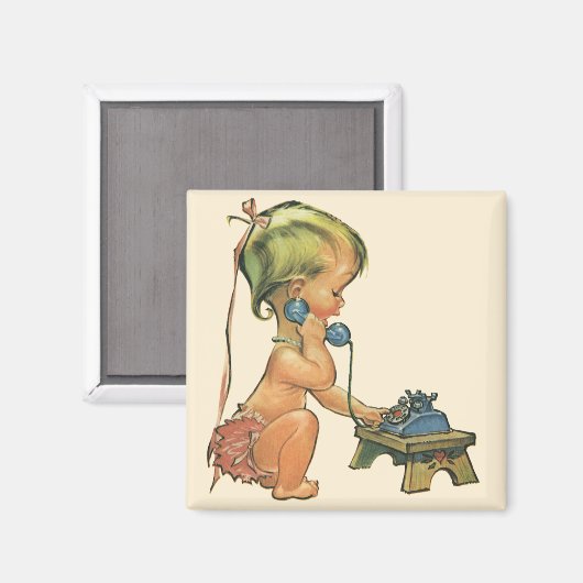  blond meisje met een kinderongeluk dat telefonisc magneet (Voorkant / Achterkant)