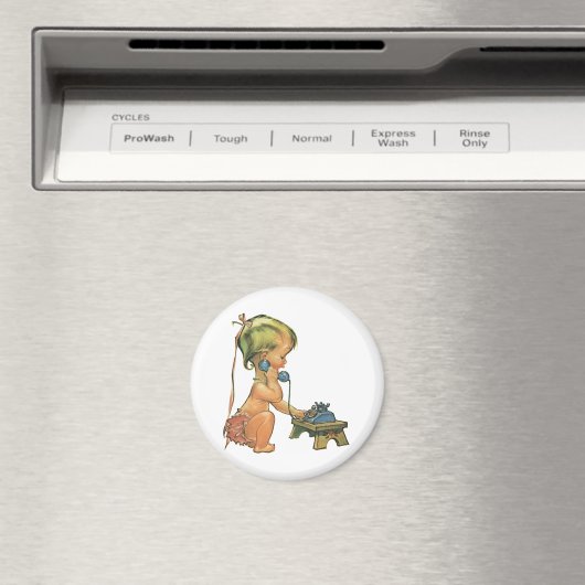  blond meisje met een kinderongeluk dat telefonisc magneet (Insitu (Vaatwasser))