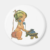  blond meisje met een kinderongeluk dat telefonisc magneet (Voorkant)