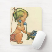 blond meisje met een kinderongeluk dat telefonisc muismat (Met muis)