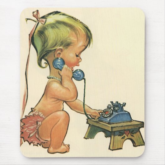 blond meisje met een kinderongeluk dat telefonisc muismat (Voorkant)