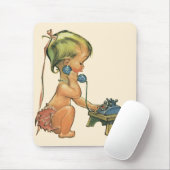 blond meisje met een kinderongeluk dat telefonisc muismat (Met muis)