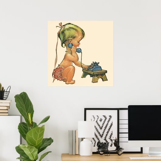  blond meisje met een kinderongeluk dat telefonisc poster (Thuiskantoor)