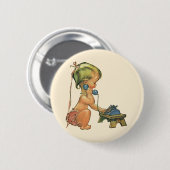 blond meisje met een kinderongeluk dat telefonisc ronde button 5,7 cm (Voorkant /achterkant)