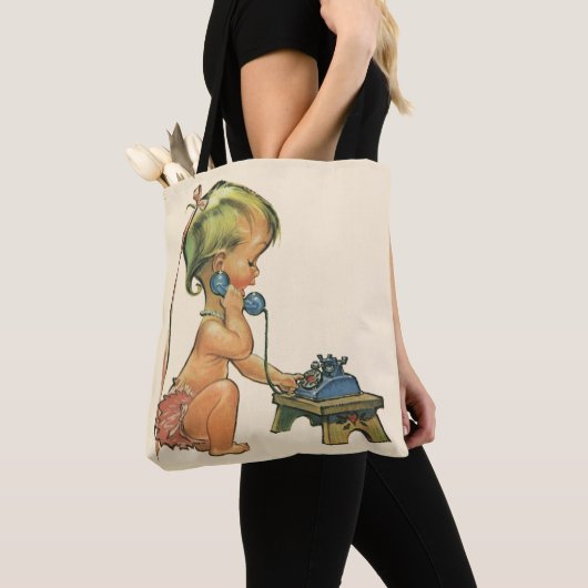  blond meisje met een kinderongeluk dat telefonisc tote bag (Dichtbij)
