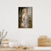 Blond meisje met een Siamese kat Poster (Keuken)
