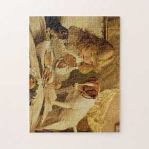 Blond meisje met haar hond en kat legpuzzel
