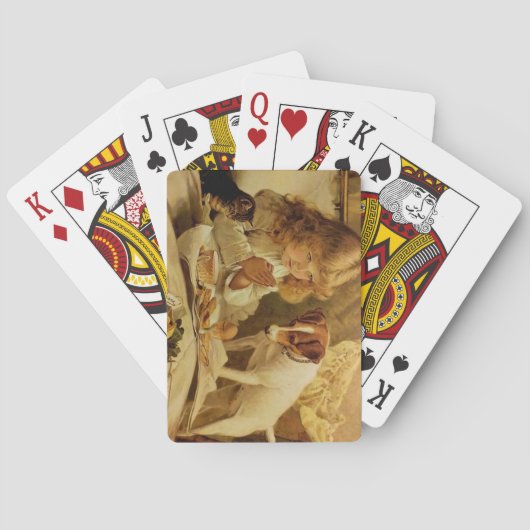 Blond meisje met haar hond en kat pokerkaarten (Achterkant)