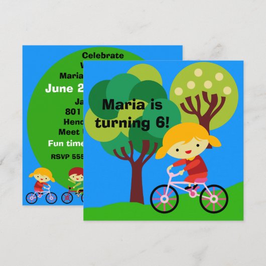 Blond meisje op uitnodiging van de fiets van Birth (Voorkant / Achterkant)