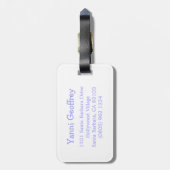 Blond meisje paarse konijntje kinder genoemd bagag bagagelabel (Achterkant verticaal)