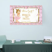 Blond Meisje Prinses Baby shower Roze Goud Tutu Spandoek (Beurs)