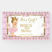 Blond Meisje Prinses Baby shower Roze Goud Tutu Spandoek (Horizontaal)