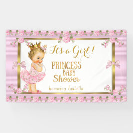 Blond Meisje Prinses Baby shower Roze Goud Tutu Spandoek