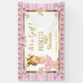 Blond Meisje Prinses Baby shower Roze Goud Tutu Spandoek (Verticaal)