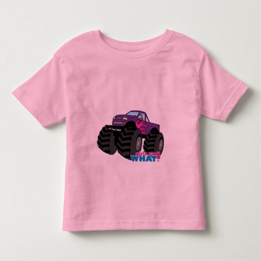 Blond meisje rijdt Paarse monstertruck Kinder Shirts (Voorkant)