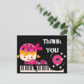 Blond meisje Rock Star Verjaardag Dank u Briefkaar Briefkaart (Staand voorkant)