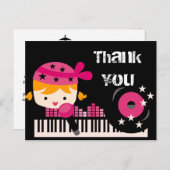 Blond meisje Rock Star Verjaardag Dank u Briefkaar Briefkaart (Voorkant / Achterkant)