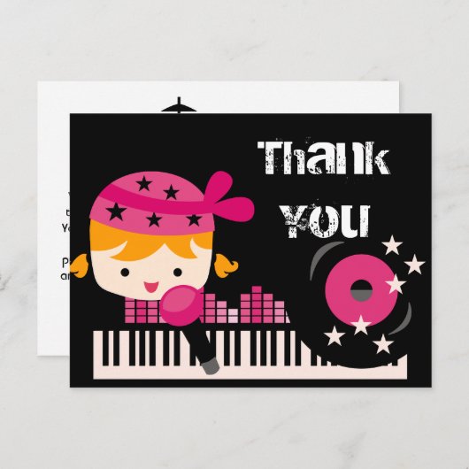Blond meisje Rock Star Verjaardag Dank u Briefkaar Briefkaart (Voorkant / Achterkant)