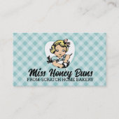  blond meisje roeren beslag bakkerij koken visitekaartje (Voorkant)