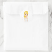 blond meisje ronde sticker (Tas)