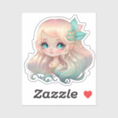Blond meisje, roze haren, anime sticker (Vel)
