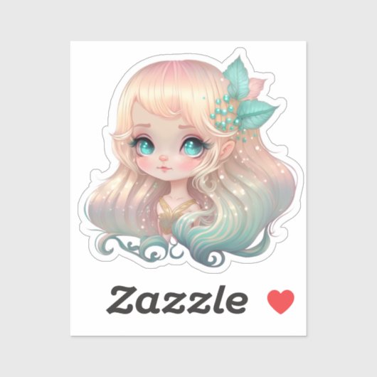 Blond meisje, roze haren, anime sticker (Vel)
