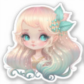 Blond meisje, roze haren, anime sticker (Voorkant)