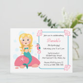 Blond meisje schattige meisjes verjaardagsuitnodig kaart (Staand voorkant)