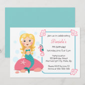 Blond meisje schattige meisjes verjaardagsuitnodig kaart (Voorkant / Achterkant)