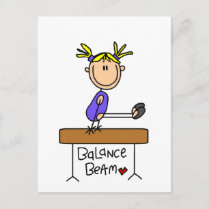 Blond meisje turnen op evenwichtsbalk T-shirts en Briefkaart