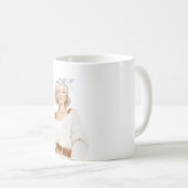 Blond meisje witte trui koffiemok (Voorkant rechts)