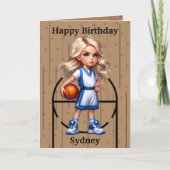 Blond Meisjes Basketbal Geheim Bericht Verjaardag Kaart (Voorkant)