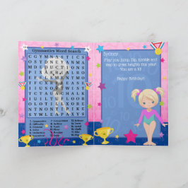 Blond Meisjes Gymnastiek Woord Zoeken Gelukkige Ve Kaart