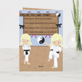 Blond Meisjes Karate Kleurplaat Gelukkige Verjaard Kaart (Achterkant)