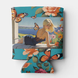 Blond Meisjes Monarch Vlinders Bloemen Paradijs Blikjeskoeler