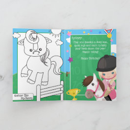 Blond Meisjes Ruitersport Kleurplaat Verjaardag Kaart