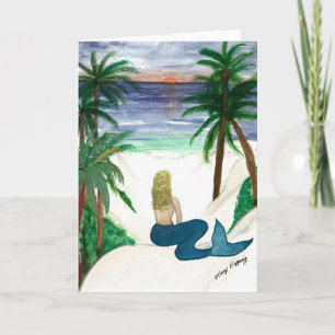 Blond Mermaid art wenskaart Kaart