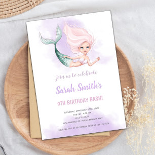 Blond Mermaid Birthday-uitnodigingen Kaart