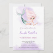 Blond Mermaid Birthday-uitnodigingen Kaart (Voorkant)