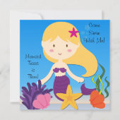 Blond Mermaid Custom Birthday Invitation Kaart (Voorkant)