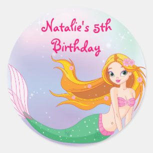 Blond Mermaid Favor Bag Sticker