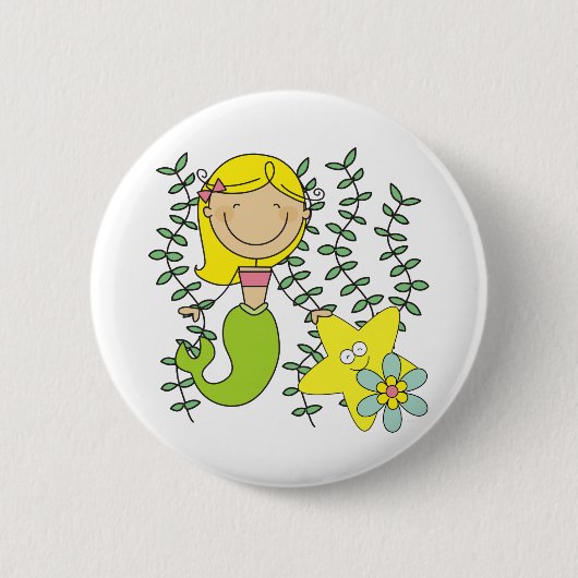 Blond Mermaid Ronde Button 5,7 Cm (Voorkant)