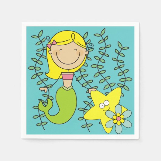 Blond Mermaid Servetten (Voorkant)
