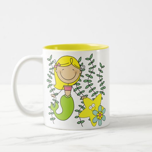 Blond Mermaid Tweekleurige Koffiemok (Links)